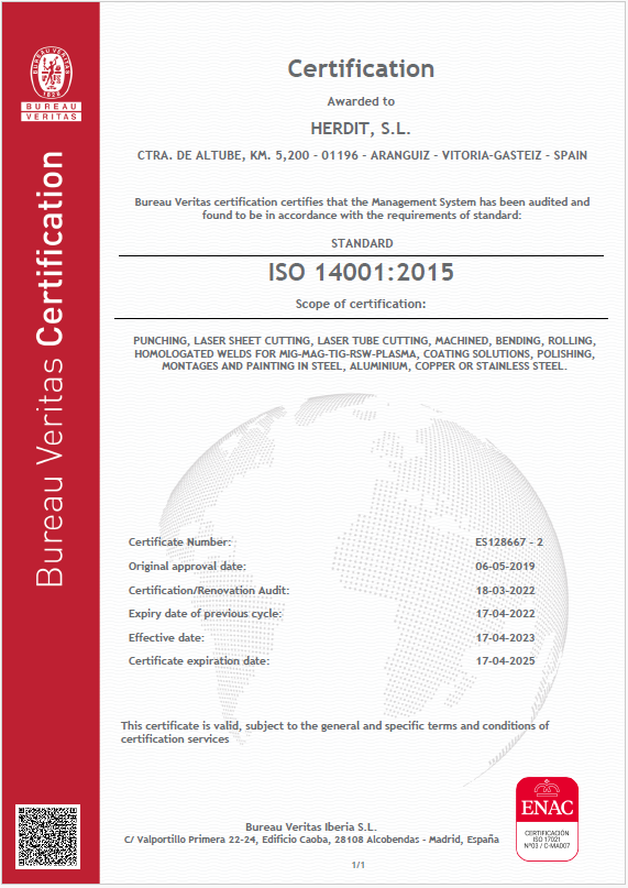 Certificación ISO 14001 de sistema de gestión ambiental