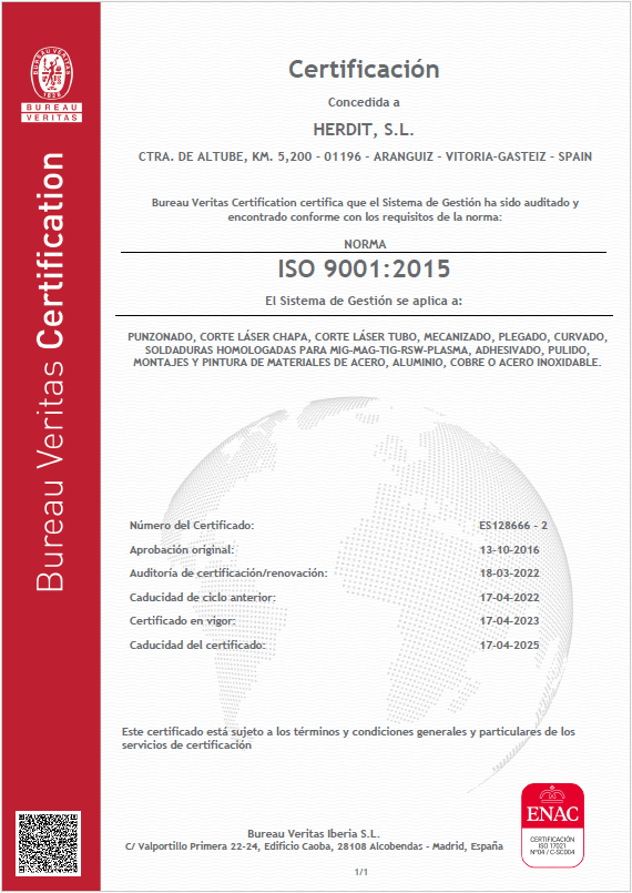 certificado sistema gestion calidad ISO 9001