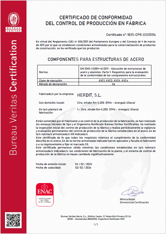 certificado en 1090 estructuras acero aluminio marcado ce
